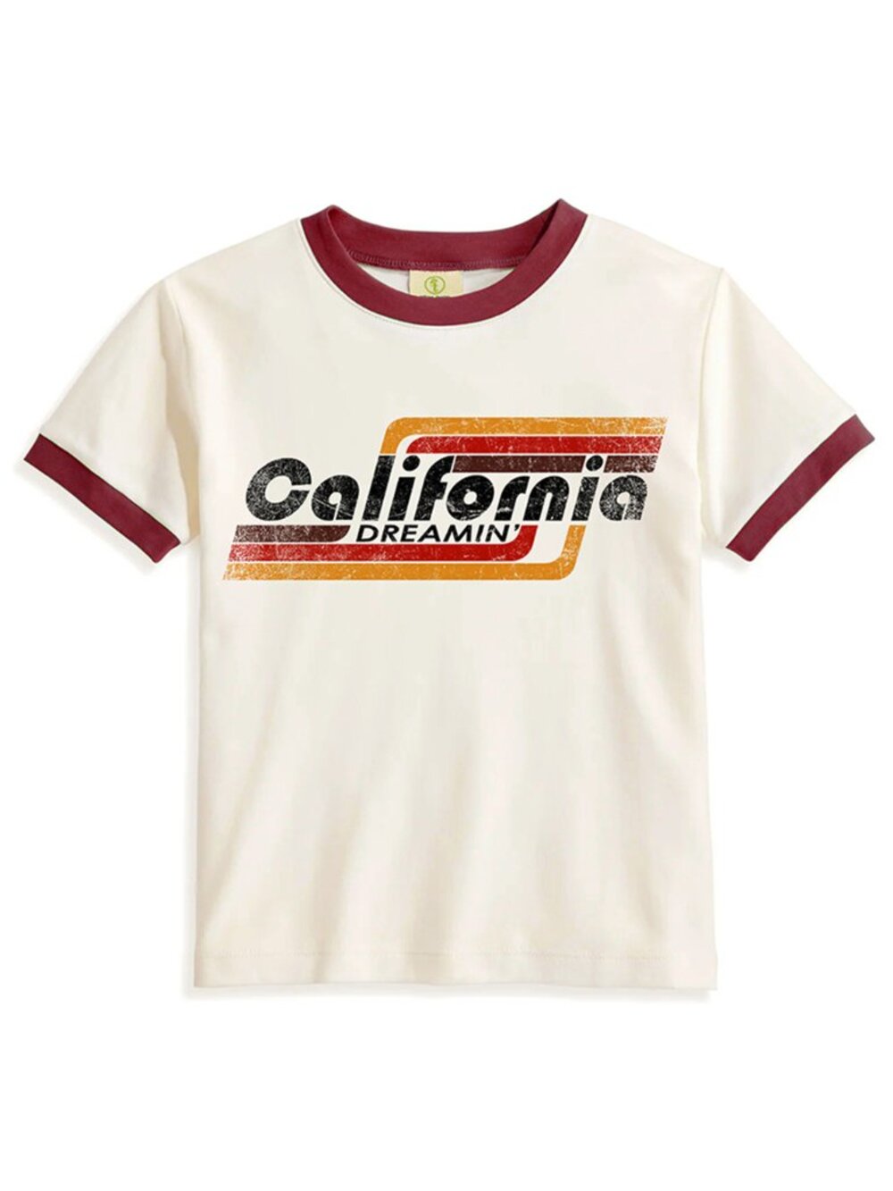 Ringer T Shirt 1984 Womens Fitted California Dreamin Vintage Tee Retro Off White